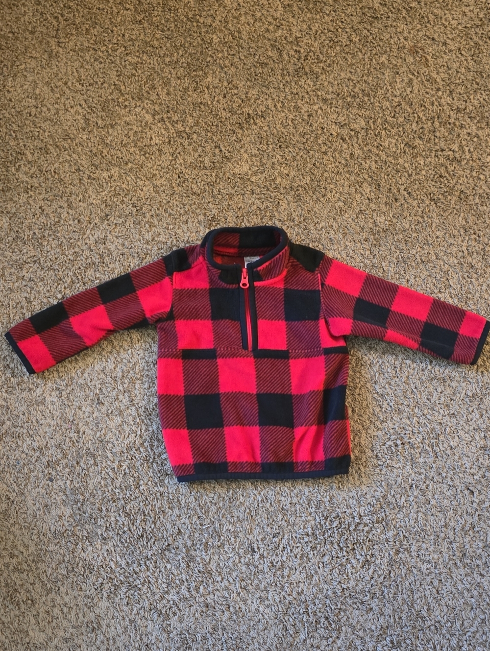 9 MONTH Red and Black Buffalo Plaid Half-Zip Pullover